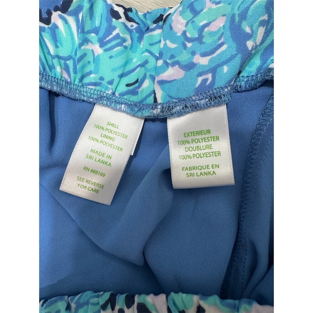 Lilly Pulitzer Mylee Shorts Womens Size 6 Blue Tropical Tie Front Resort - Picture 7 of 7